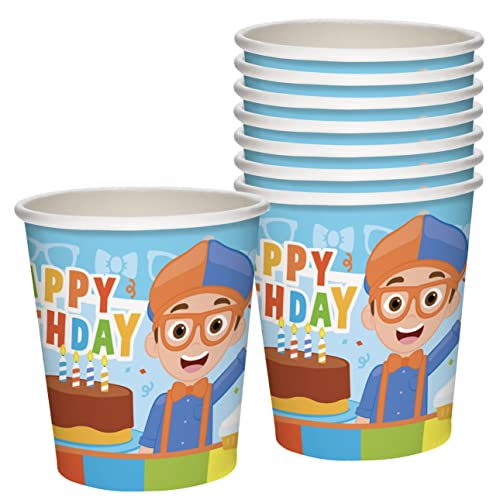 Treasures Gifted Blippi Party-Pappbecher 24 Karat – 266 ml Blippi-Becher für Kinder – Blippi Geburtstagspartybecher – Blippi Partyzubehör – Blippi Geburtstagspartyzubehör von Treasures Gifted