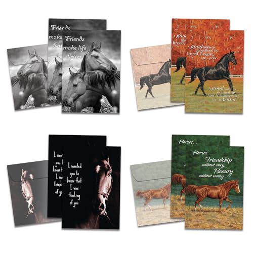 Freundschaft Horse Lovers Karte Sortiment, 12,7 x 17,8 cm, 8 Karten und Umschläge Pro Set (ga31615) von Tree-Free Greetings