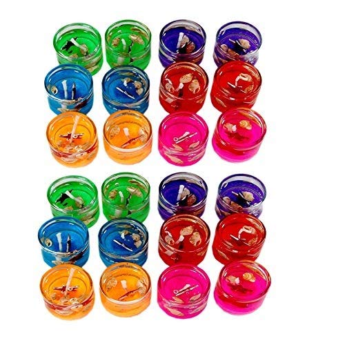 TreegoArt Multicolor Smokeless Dekoriert Mini Cute Little Glass Jelly Gel Kleine Kerzen für Wohnkultur Diwali Dekoration Geburtstage Party Packung mit 30 Stück von TreegoArt