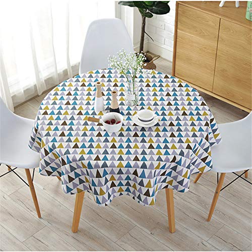 Runde Tischdecke Abwaschbar Baumwolle Leinen Tischtuch, Treer Staubdicht Pflegeleicht Einfache Geometrie Tischdecken Nordischen Stil für Home Küche Party Tischdecke Decor (Durchmesser 150cm,Bunt) von Treer-shop