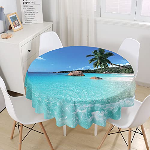 Runde Tischdecke Wasserdicht Antifouling Tischtuch, Treer Staubdicht Pflegeleicht Polyester Tischdecken Mit 3D Meer Druck für Home Küche Esszimmer Party Garten Tischdecke Decor (Felsen,180cm) von Treer-shop