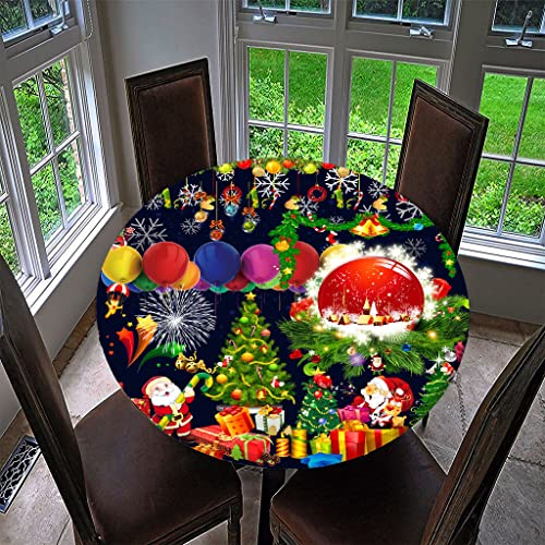 Treer Weihnachtstischdecke Runde Tischdecke Abwaschbar, 100% Polyester Outdoor Tischdecken Antifouling Wasserdicht Lotuseffekt Tischdecke Weihnachten Home Küche Party (Bunte Luftballons,90cm) von Treer-shop