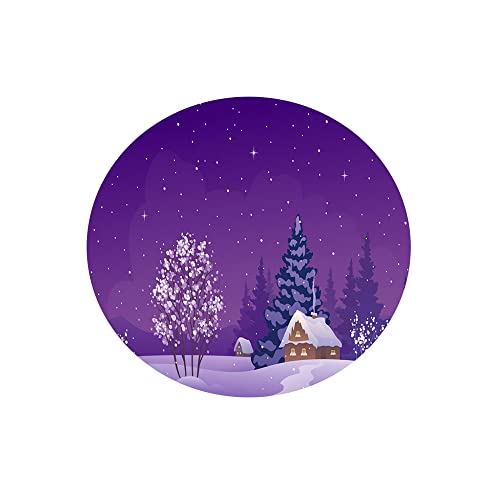 Treer Weihnachtstischdecke Runde Tischdecke Abwaschbar, 100% Polyester Outdoor Tischdecken Antifouling Wasserdicht Lotuseffekt Tischdecke Weihnachten Home Küche Party (Lila Himmel,120cm) von Treer-shop