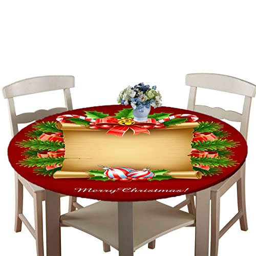 Treer Weihnachtstischdecke Runde Tischdecke Abwaschbar, 100% Polyester Outdoor Tischdecken Antifouling Wasserdicht Lotuseffekt Tischdecke Weihnachten Home Küche Party (Tannenblatt,120cm) von Treer-shop
