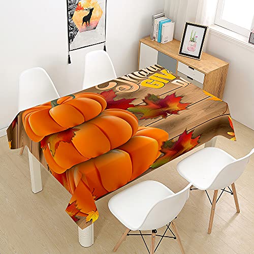 Wasserdicht Antifouling Tischdecke Rechteckig,Treer Abwaschbar Pflegeleicht Tischtuch 3D Erntedankfest Druck Polyester Tischdecken für Dekoration Küche Esszimmer Garten (Herbst,90x90cm) von Treer-shop