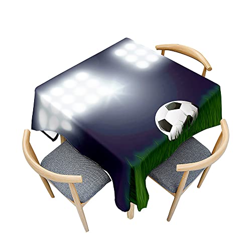 Treer 3D Bunte Fußball Druck Tischdecke Abwaschbar, Tischdecke Polyester Haben Lotuseffekt, Spritzfest Tischdecke für Küchendekoration Eckig Tablecloth Picknick Freien (100x100cm,Bunt) von Treer