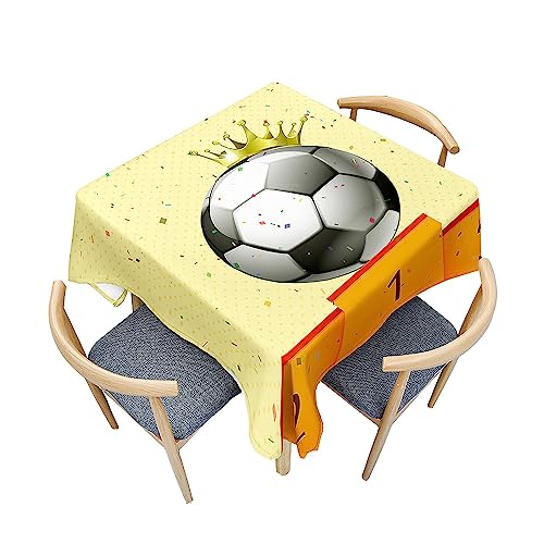 Treer 3D Bunte Fußball Druck Tischdecke Abwaschbar, Tischdecke Polyester Haben Lotuseffekt, Spritzfest Tischdecke für Küchendekoration Eckig Tablecloth Picknick Freien (120x120cm,Bunt) von Treer