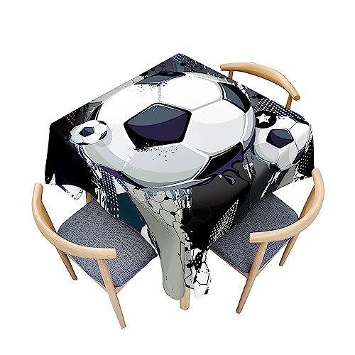 Treer 3D Bunte Fußball Druck Tischdecke Abwaschbar, Tischdecke Polyester Haben Lotuseffekt, Spritzfest Tischdecke für Küchendekoration Eckig Tablecloth Picknick Freien (140x140cm,Bunt) von Treer