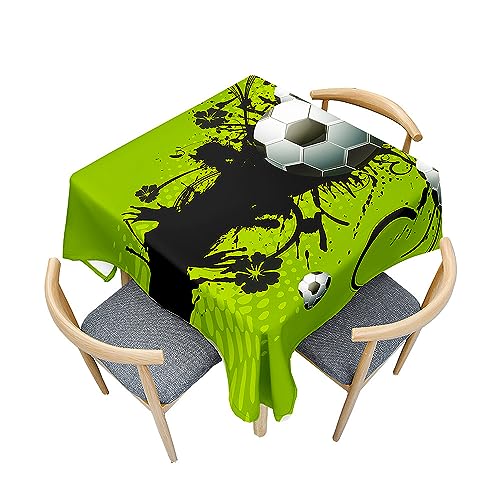 Treer 3D Bunte Fußball Druck Tischdecke Abwaschbar, Tischdecke Polyester Haben Lotuseffekt, Spritzfest Tischdecke für Küchendekoration Eckig Tablecloth Picknick Freien (200x200cm,Fußball) von Treer