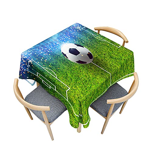 Treer 3D Bunte Fußball Druck Tischdecke Abwaschbar, Tischdecke Polyester Haben Lotuseffekt, Spritzfest Tischdecke für Küchendekoration Eckig Tablecloth Picknick Freien (60x60cm,Bunt) von Treer