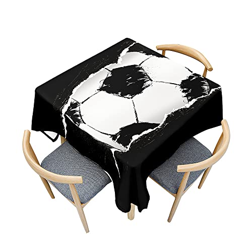 Treer 3D Bunte Fußball Druck Tischdecke Abwaschbar, Tischdecke Polyester Haben Lotuseffekt, Spritzfest Tischdecke für Küchendekoration Eckig Tablecloth Picknick Freien (90x90cm,Bunt) von Treer