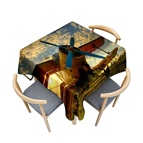 Treer 3D-Flugzeugmuster Tischdecke Abwaschbar, Tischdecke Polyester Haben Lotuseffekt, Spritzfest Tischdecke für Küchendekoration Eckig Tablecloth Picknick Freien (Flugzeug,90x90cm) von Treer