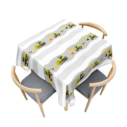 Treer 3D Karikatur Drucken Tischdecke Abwaschbar, Tischdecke Polyester Haben Lotuseffekt, Spritzfest Tischdecke für Küchendekoration Eckig Tablecloth Picknick Freien (150x150cm,Cartoon-Auto) von Treer