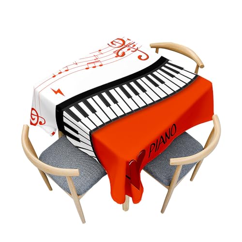 Treer 3D Klavierdruck Tischdecke Abwaschbar, Tischdecke Polyester Haben Lotuseffekt, Spritzfest Tischdecke für Küchendekoration Eckig Tablecloth Picknick Freien (Orange,60x60cm) von Treer