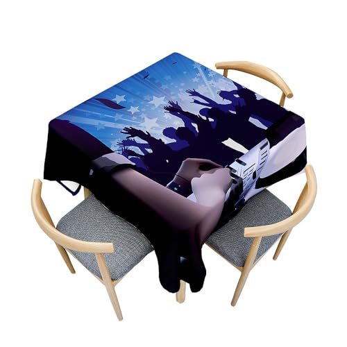 Treer 3D Rock Drucken Tischdecke Abwaschbar, Tischdecke Polyester Haben Lotuseffekt,Eckig Abwischbare Tischdecke für Küchendekoration, Tablecloth Picknick im Freien (100x100cm,Rock A) von Treer