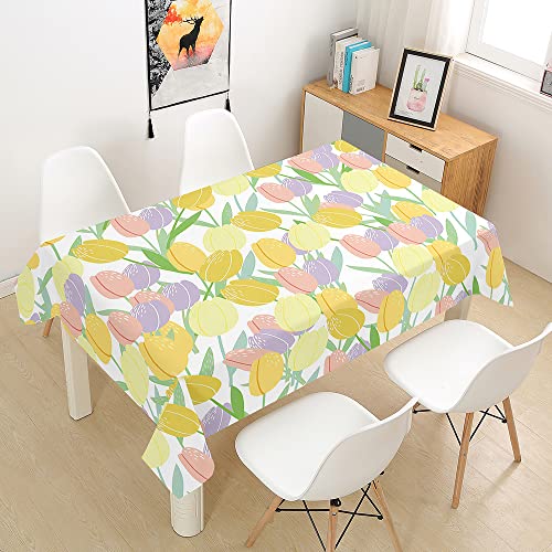 Treer 3D Tulpendruck Rechteckig Tischdecke, Tischdecke Abwaschbar, Tischdecken Haben Lotuseffekt, Fleckschutz Table Cloth für Picknick Couchtisch Hochzeiten Haushalt (Tulpen,100x140cm) von Treer