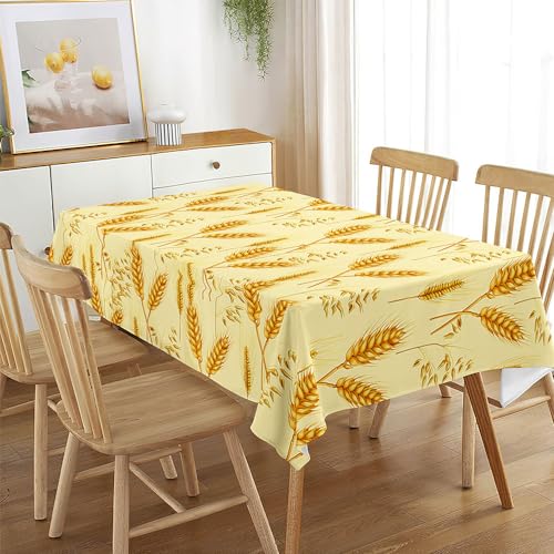 Treer 3D Weizendruck Rechteckig Tischdecke, Tischdecke Abwaschbar, Tischdecken Haben Lotuseffekt, Fleckschutz Table Cloth für Picknick Couchtisch Hochzeiten Haushalt (Gelb,100x140cm) von Treer