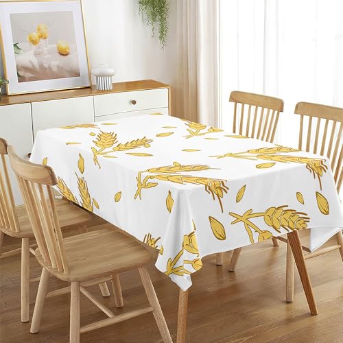 Treer 3D Weizendruck Rechteckig Tischdecke, Tischdecke Abwaschbar, Tischdecken Haben Lotuseffekt, Fleckschutz Table Cloth für Picknick Couchtisch Hochzeiten Haushalt (Weiß,100x140cm) von Treer