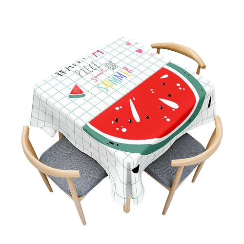 Treer Bunter Obstdruck Tischdecke Abwaschbar, Tischdecke Polyester Haben Lotuseffekt, Spritzfest Tischdecke für Küchendekoration Eckig Tablecloth Picknick Freien (Wassermelone,200x200cm) von Treer