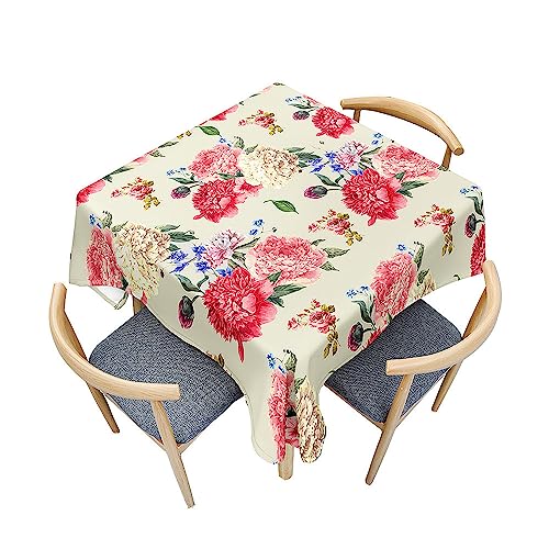 Treer Buntes Blumenmuster 3D Tischdecke Abwaschbar, Tischdecke Polyester Haben Lotuseffekt, Spritzfest Tischdecke für Küchendekoration Eckig Tablecloth Picknick Freien (Blumen 1,140x140cm) von Treer