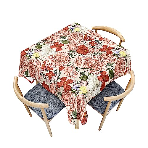 Treer Buntes Blumenmuster 3D Tischdecke Abwaschbar, Tischdecke Polyester Haben Lotuseffekt, Spritzfest Tischdecke für Küchendekoration Eckig Tablecloth Picknick Freien (Blumen B,140x140cm) von Treer