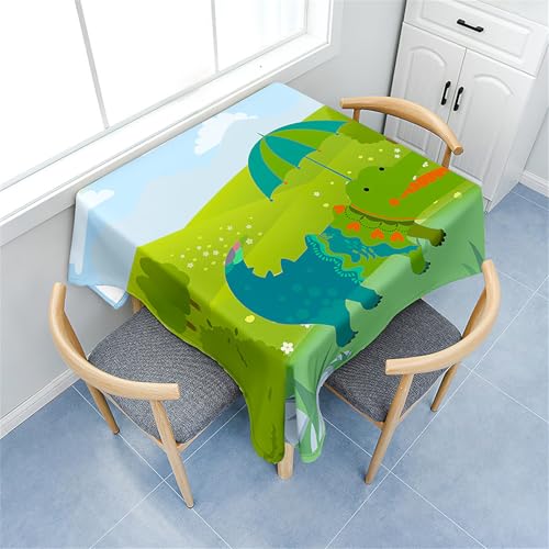 Treer Eckig Tischdecke, Cartoon-Krokodil-Muster Tischdecke Abwaschbar, Tischdecken Haben Lotuseffekt, Abwischbare Tischdecke für Picknick Couchtisch Hochzeiten Haushalt (Grasland,90x90cm) von Treer