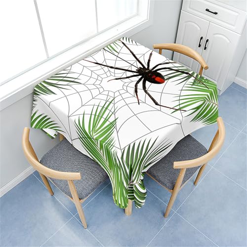 Treer Eckig Tischdecke Abwaschbar, 3D Spinnenmuster Tischdecke Polyester Haben Lotuseffekt, Abwischbare Tischdecke für Küchendekoration, Tablecloth Picknick im Freien (90x90cm,Blätter) von Treer