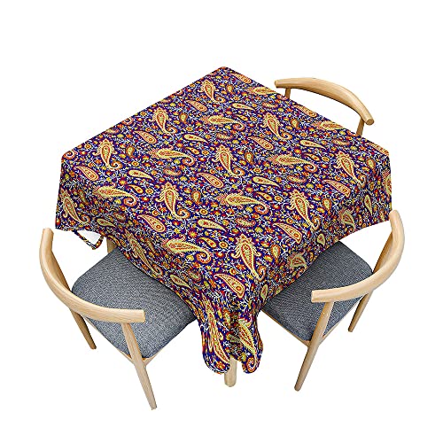 Treer Farbenfroher Ethnischer Stil Tischdecke Abwaschbar, Tischdecke Polyester Haben Lotuseffekt, Spritzfest Tischdecke für Küchendekoration Eckig Tablecloth Picknick Freien (100x100cm,Lila) von Treer