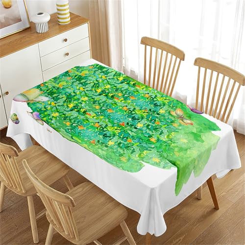 Treer Grünes Gras Rechteckig Tischdecke, Tischdecke Abwaschbar, Tischdecken Haben Lotuseffekt, Fleckschutz Table Cloth für Picknick Couchtisch Hochzeiten Haushalt (Schmetterling,100x140cm) von Treer