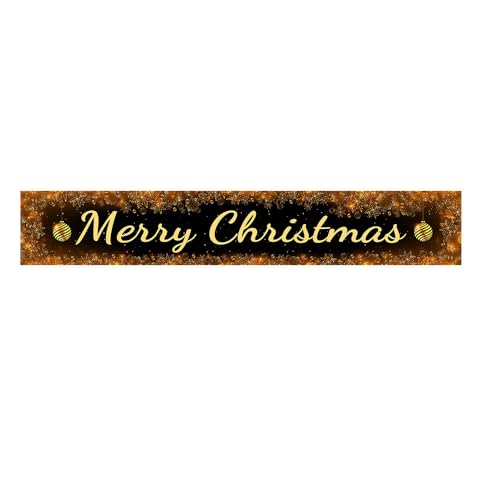 Treer Hängen Weihnachtsdeko Banner, Lang Weihnachtsbanner Bunting Hängende Weihnachtsfeier Tür Garten Weihnachtsschmuck Veranda Zeichen Gartendeko Dekoration Zaun Wand (Golden,300x50cm) von Treer