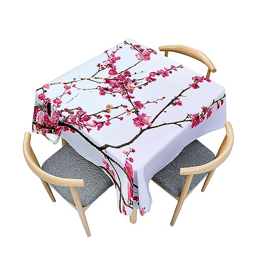 Treer Japanischer Sakura-Stil Tischdecke Abwaschbar, Tischdecke Polyester Haben Lotuseffekt, Spritzfest Tischdecke für Küchendekoration Eckig Tablecloth Picknick Freien (90x90cm,Sakura A) von Treer