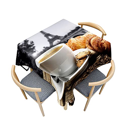 Treer Kaffee-Druckmuster Tischdecke Abwaschbar, Tischdecke Polyester Haben Lotuseffekt, Spritzfest Tischdecke für Küchendekoration Eckig Tablecloth Picknick Freien (E,120x120cm) von Treer