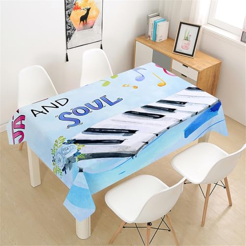 Treer Klavierdruck Rechteckig Tischdecke, Tischdecke Abwaschbar, Tischdecken Haben Lotuseffekt, Fleckschutz Table Cloth für Picknick Couchtisch Hochzeiten Haushalt (Blau,100x140cm) von Treer