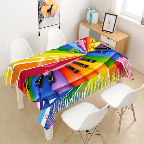 Treer Klavierdruck Rechteckig Tischdecke, Tischdecke Abwaschbar, Tischdecken Haben Lotuseffekt, Fleckschutz Table Cloth für Picknick Couchtisch Hochzeiten Haushalt (Bunt,100x140cm) von Treer