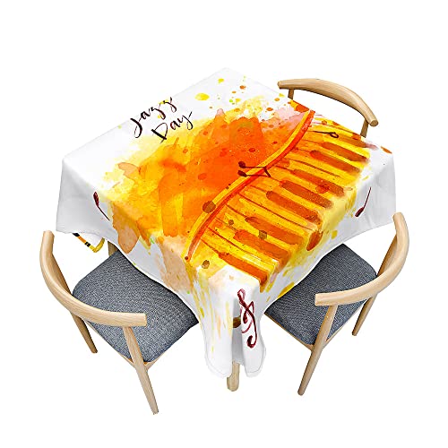 Treer Klaviermuster Eckig Tischdecke, Tischdecke Abwaschbar, Tischdecken Haben Lotuseffekt, Abwischbare Tischdecke für Picknick Couchtisch Hochzeiten oder Haushalt (orange,90x90cm) von Treer