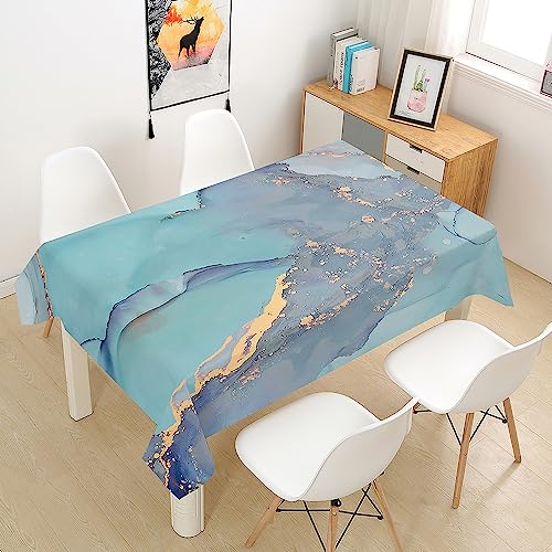 Treer Marmor Stil Rechteckig Tischdecke, Tischdecke Abwaschbar, Tischdecken Haben Lotuseffekt, Fleckschutz Table Cloth für Picknick Couchtisch Hochzeiten Haushalt (Blau,100x140cm) von Treer