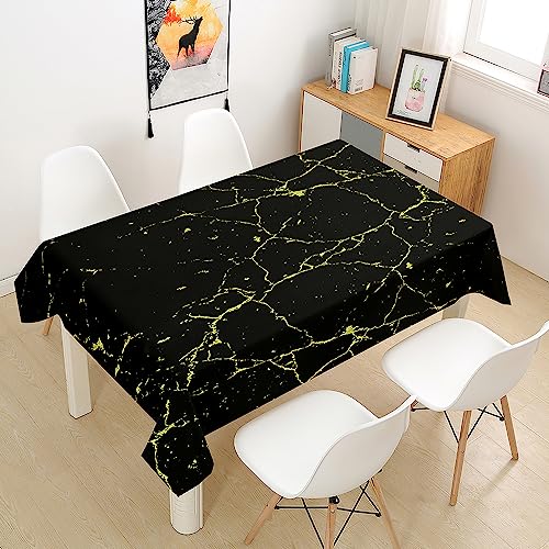 Treer Marmor Stil Rechteckig Tischdecke, Tischdecke Abwaschbar, Tischdecken Haben Lotuseffekt, Fleckschutz Table Cloth für Picknick Couchtisch Hochzeiten Haushalt (Schwarz,100x140cm) von Treer