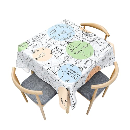 Treer Mathematische Formel Drucken Tischdecke Abwaschbar, Tischdecke Polyester Haben Lotuseffekt, Spritzfest Tischdecke für Küchendekoration Eckig Tablecloth Picknick Freien (Blau Grün,90x90cm) von Treer