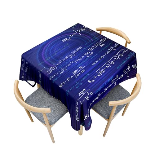 Treer Mathematische Formel Drucken Tischdecke Abwaschbar, Tischdecke Polyester Haben Lotuseffekt, Spritzfest Tischdecke für Küchendekoration Eckig Tablecloth Picknick Freien (Marineblau,60x60cm) von Treer