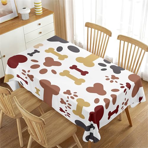 Treer Mehrfarbige Pfotenabdrücke Rechteckig Tischdecke, Tischdecke Abwaschbar, Tischdecken Haben Lotuseffekt, Fleckschutz Table Cloth für Picknick Couchtisch Hochzeiten Haushalt (Braun,100x140cm) von Treer