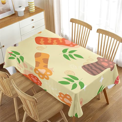 Treer Mehrfarbige Pfotenabdrücke Rechteckig Tischdecke, Tischdecke Abwaschbar, Tischdecken Haben Lotuseffekt, Fleckschutz Table Cloth für Picknick Couchtisch Hochzeiten Haushalt (Khaki,100x140cm) von Treer