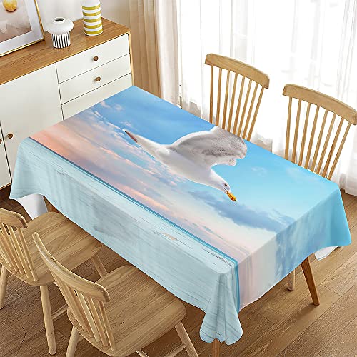 Treer Möwenmuster Rechteckig Tischdecke, Tischdecke Abwaschbar, Tischdecken Haben Lotuseffekt, Fleckschutz Table Cloth für Picknick Couchtisch Hochzeiten Haushalt (Möwe 1,140x180cm) von Treer