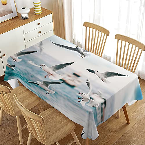 Treer Möwenmuster Rechteckig Tischdecke, Tischdecke Abwaschbar, Tischdecken Haben Lotuseffekt, Fleckschutz Table Cloth für Picknick Couchtisch Hochzeiten Haushalt (Möwe 2,140x180cm) von Treer