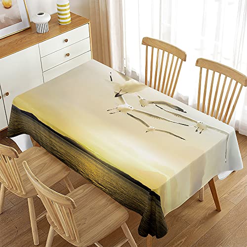 Treer Möwenmuster Rechteckig Tischdecke, Tischdecke Abwaschbar, Tischdecken Haben Lotuseffekt, Fleckschutz Table Cloth für Picknick Couchtisch Hochzeiten Haushalt (Möwe 3,140x160cm) von Treer