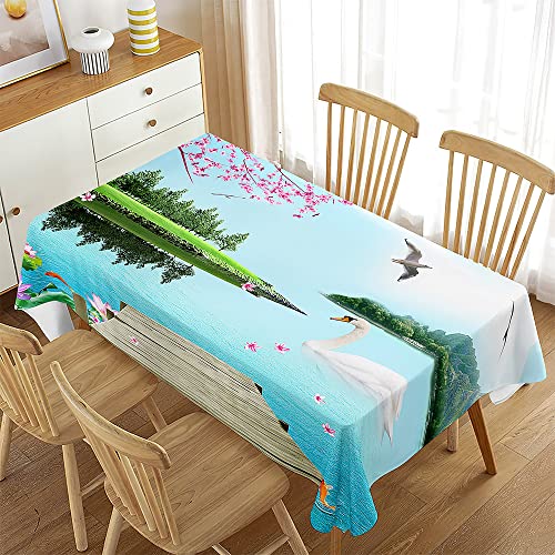 Treer Möwenmuster Rechteckig Tischdecke, Tischdecke Abwaschbar, Tischdecken Haben Lotuseffekt, Fleckschutz Table Cloth für Picknick Couchtisch Hochzeiten Haushalt (Sakura,150x210cm) von Treer