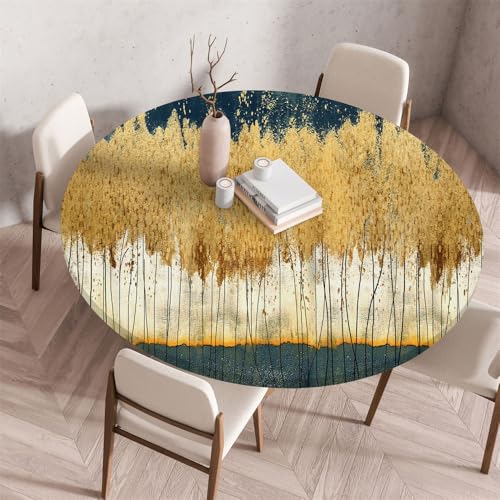 Treer Nordisches Design Stil Tischdecke Outdoor Rund, Lotuseffekt Tischdecke Abwaschbar Elastisch Rund Gartentischdecke, für Garten, Küche, Esstisch, Parteien Tischdecken (Ahornblatt,100cm) von Treer