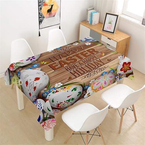 Treer Osterdrucke Rechteckig Tischdecke, Tischdecke Abwaschbar, Tischdecken Haben Lotuseffekt, Fleckschutz Table Cloth für Picknick Couchtisch Hochzeiten Haushalt (Braun,100x140cm) von Treer