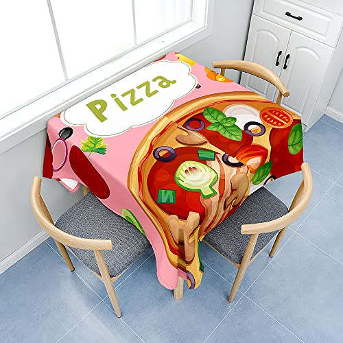 Treer Pizza-Druck Eckig Tischdecke, Tischdecke Abwaschbar, Tischdecken Haben Lotuseffekt, Abwischbare Tischdecke für Picknick Couchtisch Hochzeiten oder Haushalt (Pizza,100x100cm) von Treer