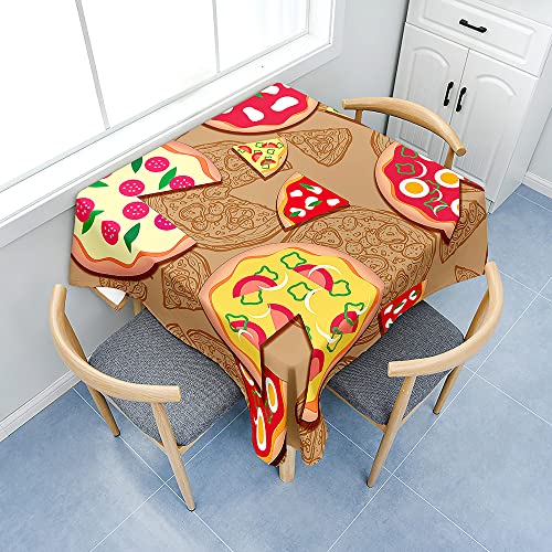 Treer Pizza-Druck Eckig Tischdecke, Tischdecke Abwaschbar, Tischdecken Haben Lotuseffekt, Abwischbare Tischdecke für Picknick Couchtisch Hochzeiten oder Haushalt (braun,60x60cm) von Treer