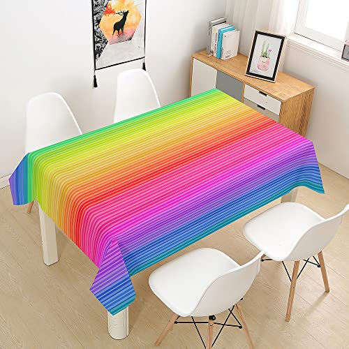 Treer Regenbogen-Stil Rechteckig Tischdecke, Tischdecke Abwaschbar, Tischdecken Haben Lotuseffekt, Fleckschutz Table Cloth für Picknick Couchtisch Hochzeiten Haushalt (Bunt,140x160cm) von Treer